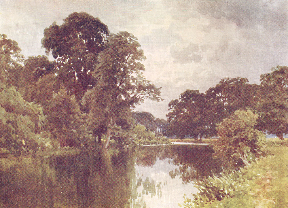 OXFORDSHIRE. The Thames, Backwater by the Islands, Henley 1908 old print